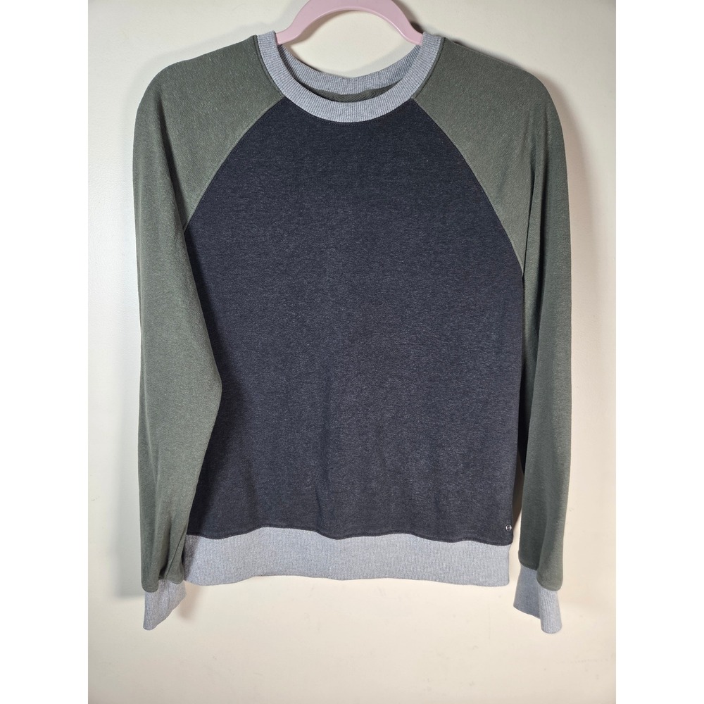 Prana Sweatshirt Womens Medium Gray Green Hemp Blend Raglan Sleeve Activewear